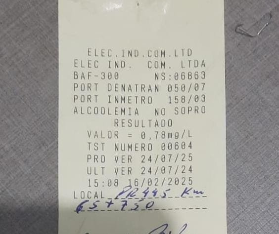 Motorista é Preso por Embriaguez ao Volante na Rodovia PR-445